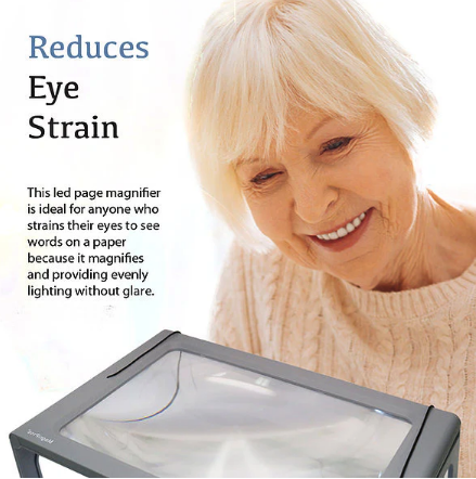 LED照明台式放大鏡亮度50%至100%可調,隨環境調整,清晰閱讀不刺眼