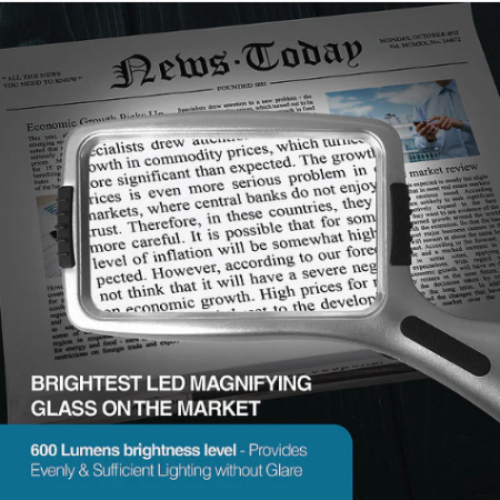 3倍手持式閱讀放大鏡3倍清晰放大文字,搭配LED冷光,讓您輕鬆閱讀細小文字