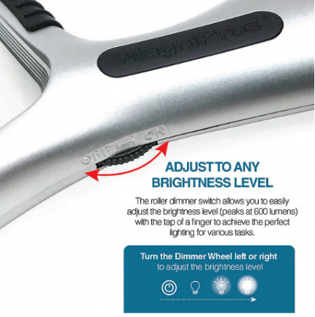 矩形大視野放大鏡調光滑輪設計,亮度隨心調整,微亮至明亮,閱讀更舒適