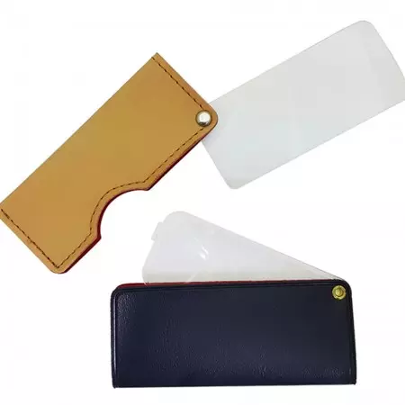 3X Rectangular Leather Folding Pocket Magnifying Glass - 3X Leather Rectangle Pocket magnifying glass