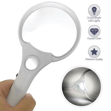 Handled Extra Large Magnifying Glass With Light Zoom Lighted