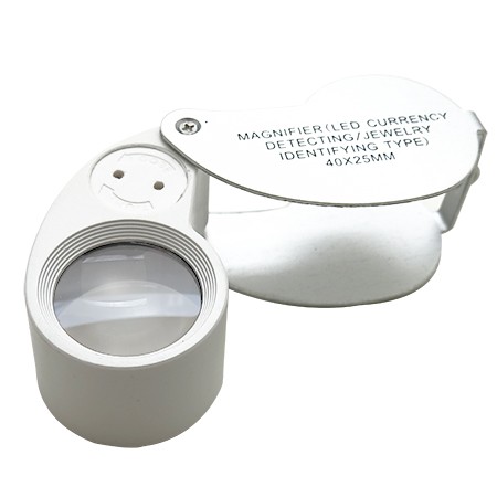 Mini lente d'ingrandimento per gioiellieri 40X 25 mm con LED e luce UV