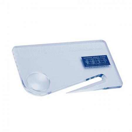 Lente d'ingrandimento tascabile portatile formato carta di credito con tagliacarte e righello