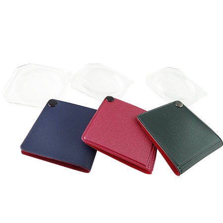 方型皮革質感 6X款折疊口袋型放大鏡