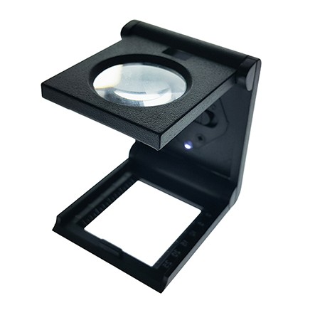 Tester per lino con lente d'ingrandimento pieghevole illuminata 6X Dia. 25 mm