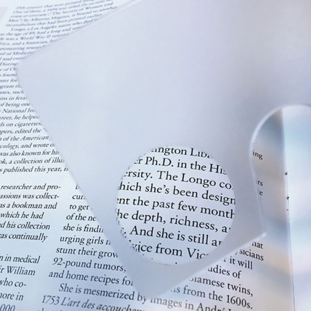 Card size magnifying glass for reading