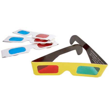 3D-Brillen und Sonnenfinsternis-Brillen - Papieranaglyphe 3D Rot-Cyan-Glas / Rot-Blau-Glas