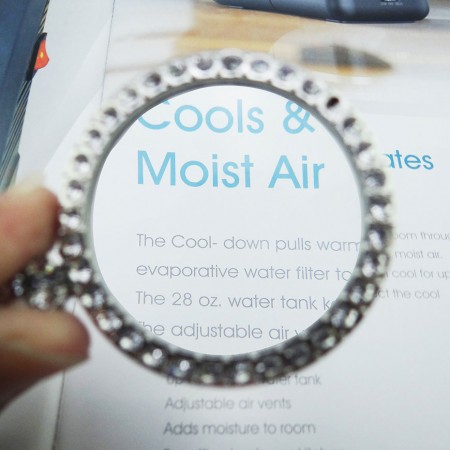 Lupa de lectura con diamantes de imitación plateados de 3 aumentos para baja visión