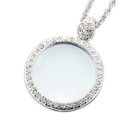 Классическое серебряное ожерелье-лупа с подвеской и стразами