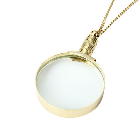 Классический круглый золотой кулон ожерелье с увеличительным стеклом
