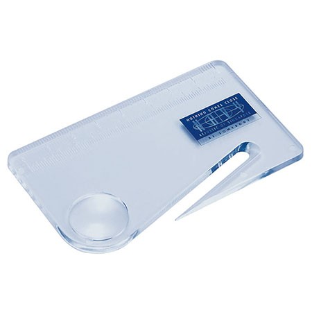 Lente d'ingrandimento tascabile portatile formato carta di credito con tagliacarte e righello