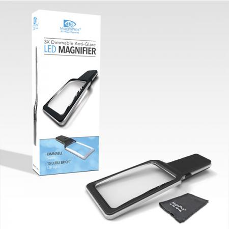4X Rectangular Handheld Magnifier with 10 Dimmable Anti-Glare SMD LED Lights custom logo & packing boxes