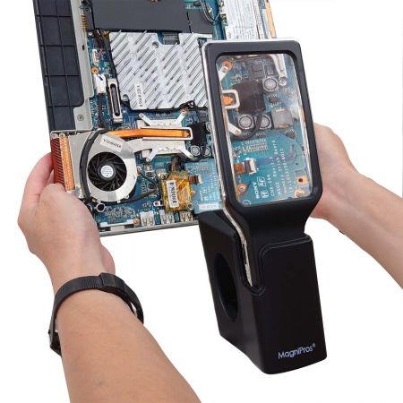 with the stand you can free your hands when inspecting or reading