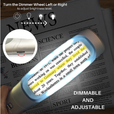 LED黃線閱讀放大鏡可調光設計,亮度隨心所欲,閱讀更舒適