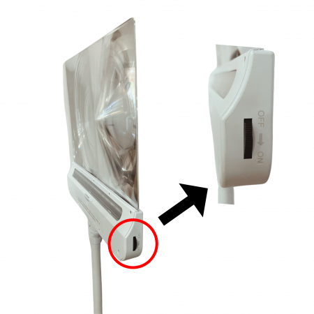 書頁落地放大鏡 燈光開關處