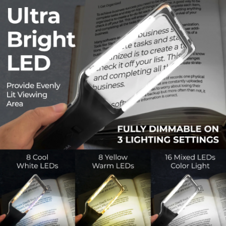 長者閱讀放大鏡具備三種色溫,冷暖光隨心切換,滿足您各種細緻觀察需求