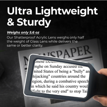 充電式放大鏡冷光清晰放大文字,細節一覽無遺,閱讀更輕鬆