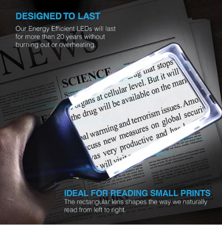 手持LED放大鏡冷光清晰放大文字,精準閱讀不疲勞