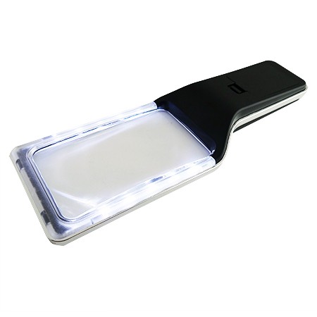 3X / 12D SuperMag Rectangular LED Lighted Hand Held, Stand Magnifier - 4 x  3 Inch Lens