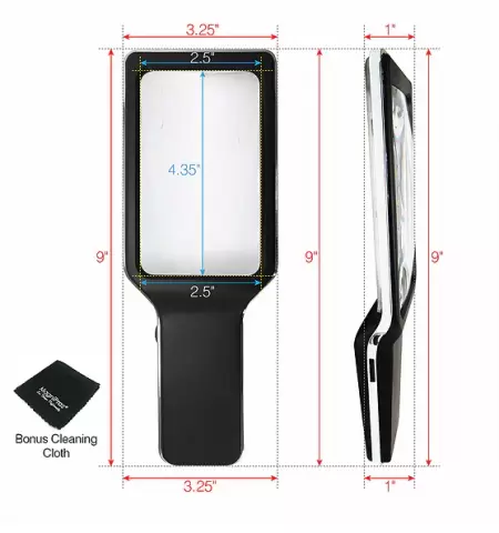 Loupe LED SMD rectangulaire 3X pour la lecture