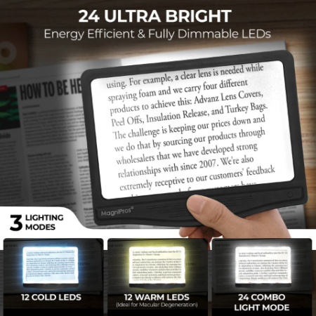 5倍LED書頁放大鏡冷暖光三種模式,依需求調整,閱讀更舒適,細節清晰可見