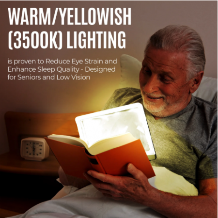 LED照明書頁閱讀器三色燈光,5倍放大,輕薄便攜,適合長者居家閱讀,清晰舒適不傷眼