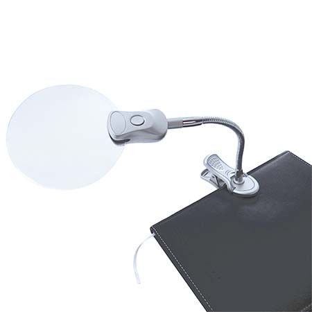 Lupa de manos libres con luz LED 2X de 3,5" y clip