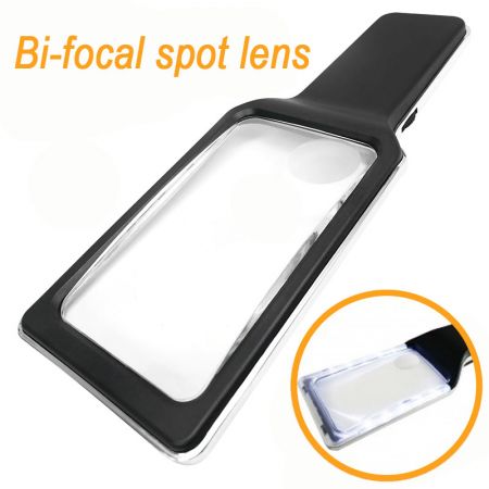 Kısılabilir Parlama Önleyici SMD LED Işıklı 3X 5X Bifokal El Büyüteci - SMD LED Işıklı El Tipi Bifokal Lens Büyüteci
