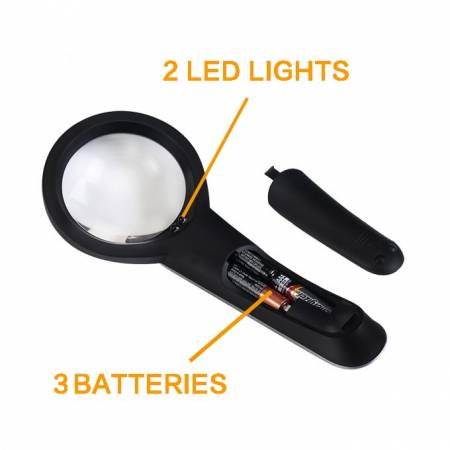 3 インチ 4X 丸型 LED 照明付き手持ち虫眼鏡 - 便利なデザイン