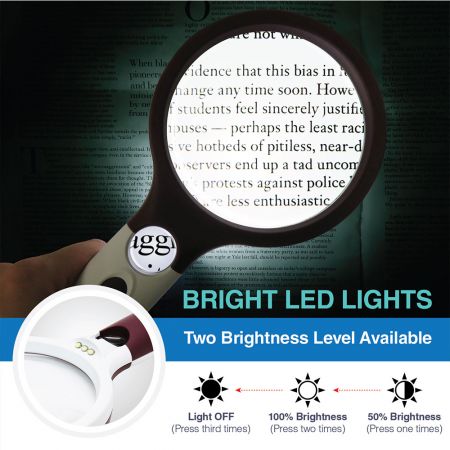 Lupa con luz, lupa extra grande de 4.7 pulgadas con 14 luces LED para  personas mayores, lectura, degeneración macular, exploración, monedas  (blanco)