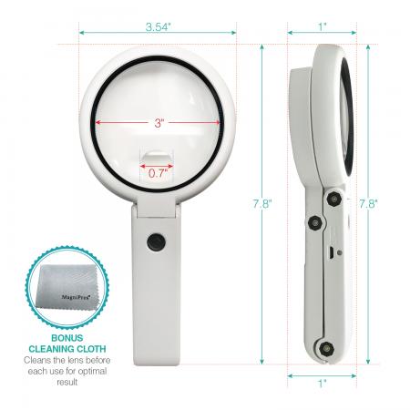 Illuminated rechargeable round magnifier for elderly