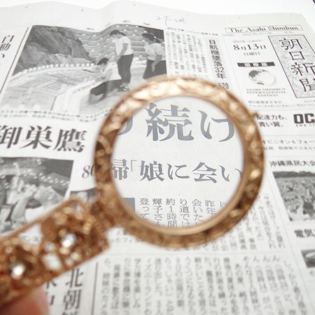 Rose Gold Hand Held Necklace magnifying glass for Reading