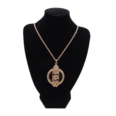 香檳金水鑽折疊式放大鏡項鍊