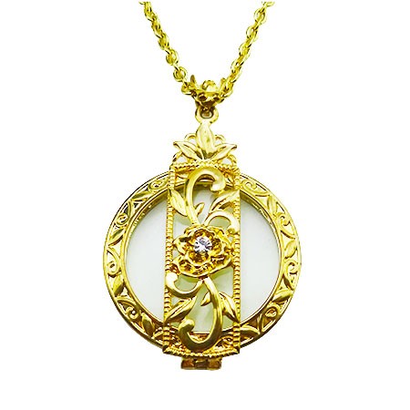 香檳金玫瑰水鑽放大鏡項鍊