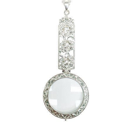 Серебряное ручное ожерелье с увеличительным стеклом для чтения