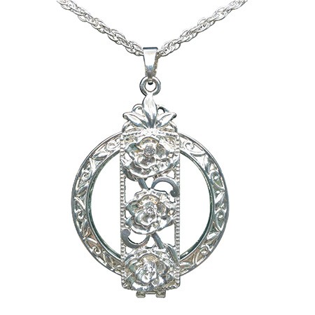Складное ожерелье-лупа с серебряным цветком и подвеской