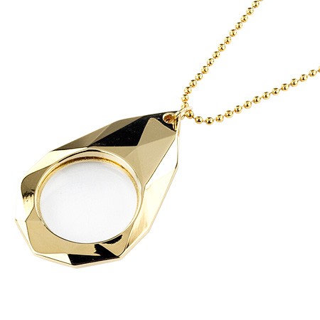 Золотое ожерелье с подвеской в ​​форме капли и увеличительное стекло - 3-кратная золотая подвесная лупа в форме капли