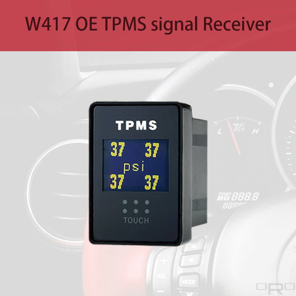 Model W417 able to receive OE TPMS signals and show up all tires and battery info if the TPMS just got a light on the dashboard. Model W417 is a Plug in type with Touch Screen which can be installed to the blank switch space in the vehicle where you can find out most of Japanese vehicle got blank switch space, and W417 are suitable to be installed on it.
