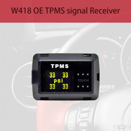 Receptor de señal W418 OE TPMS - El modelo W418 puede recibir señales OE TPMS y mostrar toda la información de los neumáticos si el TPMS del vehículo acaba de encenderse en el tablero. El modelo W418 es del tipo Paste con pantalla táctil que se puede instalar en el espacio plano cerca del controlador.