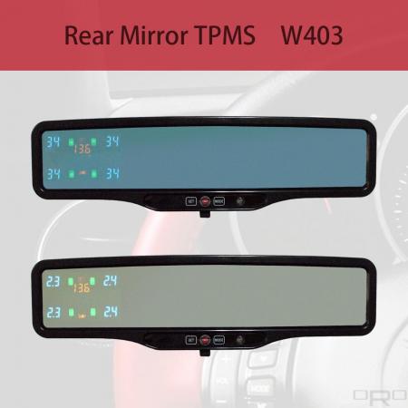 ระบบตรวจสอบแรงดันลมยางกระจกหลัง (TPMS) - ORO-W403 ระบบตรวจสอบแรงดันลมยาง (TPMS) สามารถตรวจสอบและให้ข้อมูลแรงดันลมยาง อุณหภูมิยาง และข้อมูลแบตเตอรี่รถยนต์