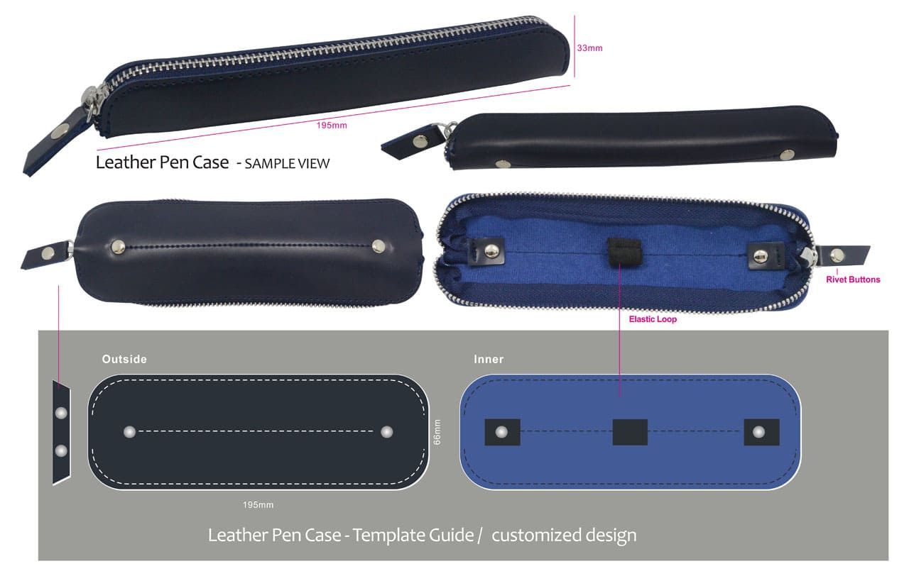 Astuccio per matite in pelle personalizzato