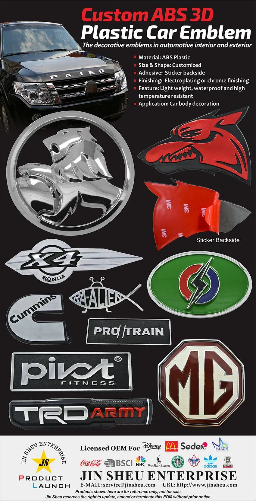 custom plastic logo emblems