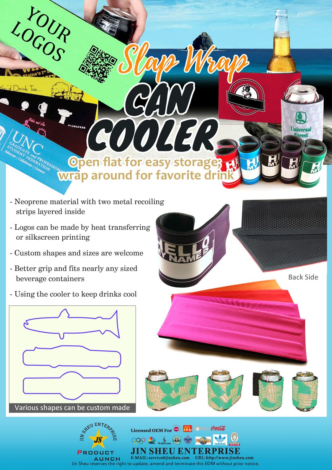 Cooler per lattine in neoprene con fascia elastica