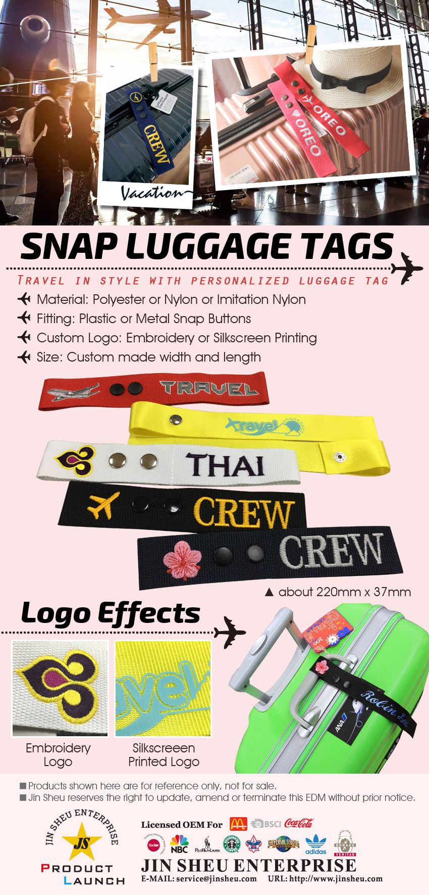 Personlige Snap Bagasjelapper