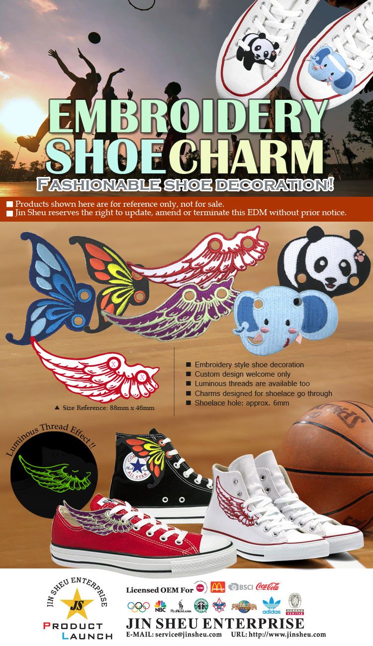 Charms de chaussures en broderie