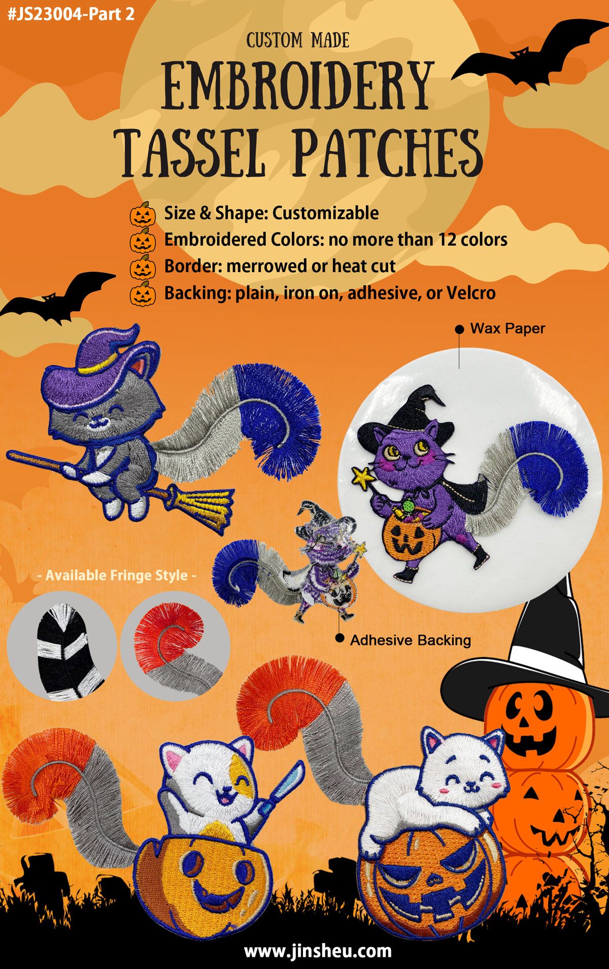 Großhandels benutzerdefinierte Halloween-Stickerei-Patch-Aufkleber