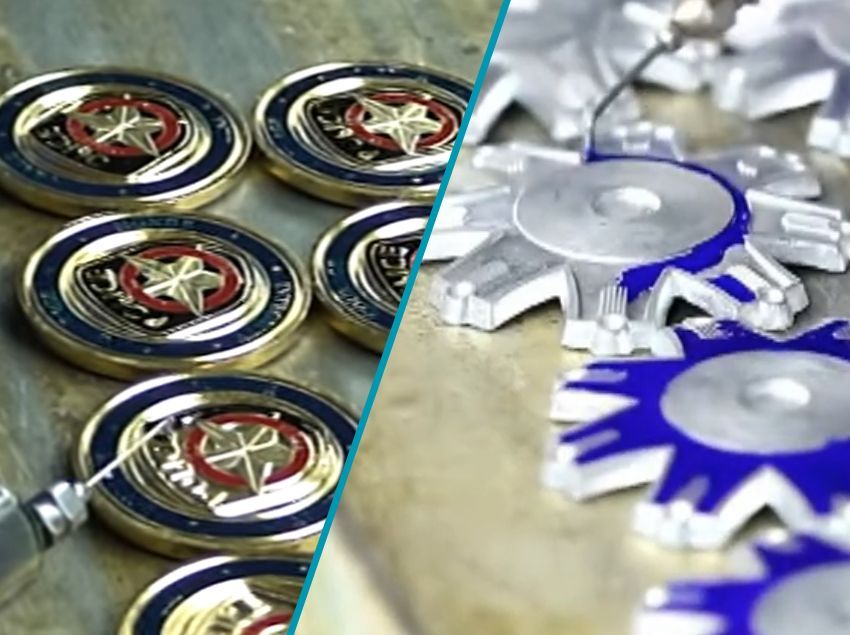 Imitation Hartemail Färbung und Steinbearbeitung