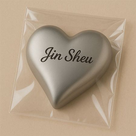 Graviertes Herz Papiergewicht von Jin Sheu mit Standard OPP-Taschenverpackung