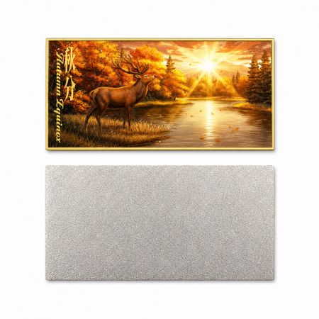 Design de Pin de Lapela AR Personalizado para o Equinócio de Outono: Impressão UV de paisagem sazonal com cervos em metal de liga de zinco premium.