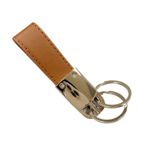 porte-clés en cuir marron